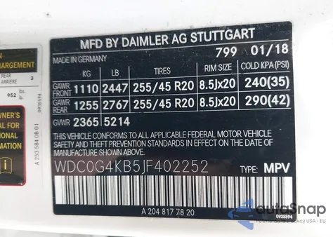 2018 Mercedes-Benz Glc 300 4Matic from USA, damaged, VIN WDC0G4KB5JF402252